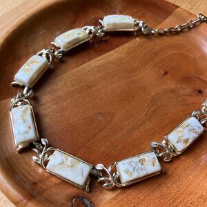 Coro Choker Necklace Metallic Gold Fleck Vtg Confetti Lucite Links 16"